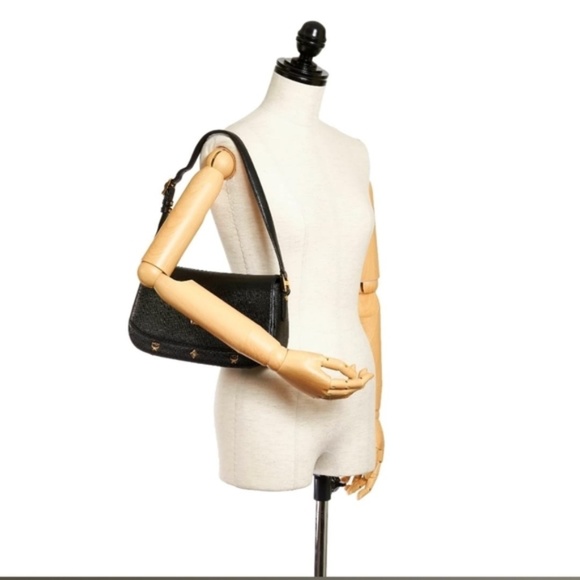 Authentic MCM Saddle Leather Studded Flap Shoulder Bag - Picture 13 of 13